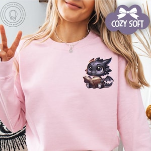 Book Dragon Sweatshirt Dragon Fantasy Reader Gift Reading Sweater for Bookish Dragon Sweater Fantasy Book Lovers Gift Cute Dragon Sweatshirt