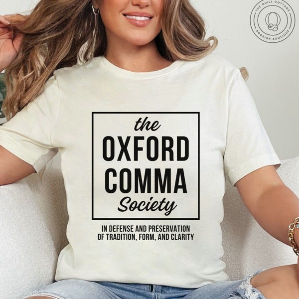 Oxford Comma Society Shirt, Writer Gift T-shirts, Bibliophile Grammar Police Tshirt, Book Lover Gifts, Funny Grammar Shirt Writing Gift