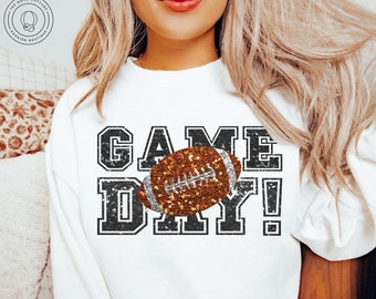 Faux Sequin Football Sweatshirt Trendy Football Game Day Shirt Football Fan Shirt Faux Glitter Football Womens Tee Football Team Mom Gift