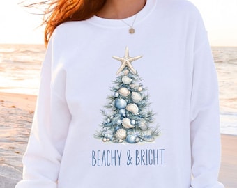 Coastal Christmas Sweatshirt, Beach Holiday Sweater, Christmas Cruise Crewneck, Christmas in Paradise Sweatshirt, Beachy Christmas Sweater