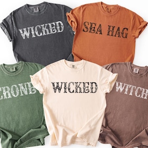 Witchy Custom Comfort Colors® Shirt, Matching Witch Costume Ideas, Maiden Mother Crone Group Tee, Group Halloween Witches Vibe T-shirt