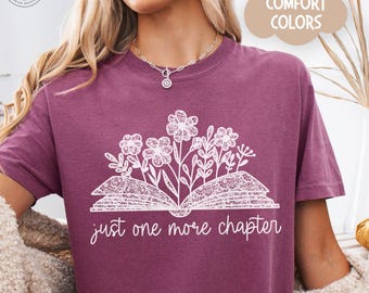 Just One More Chapter Comfort Colors® Shirt, Bookish Merch, Reading Shirt, Book Lover Shirt, Book Club Shirt, Librarian Tee, Bookworm Gift