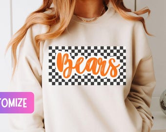 Custom School Mascot Sweatshirt, School Spirit Sweater, Sport Team Name Crewneck, Football Game Day Sweater, Personalized School Sweatshirt