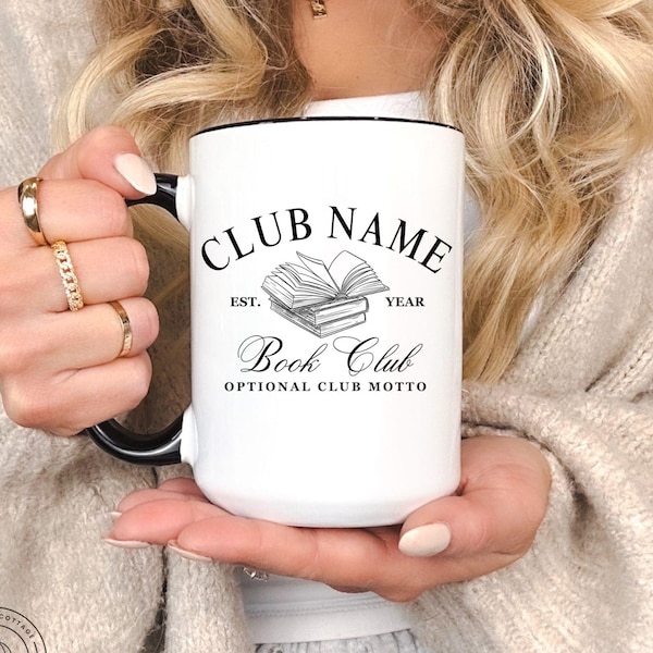 Book Club Personalized Mug, Custom Bookish Coffee Mug, Personal Gift For Book Lovers Gift, Reading Club Mug Gifts, Custom Book Stack Mug