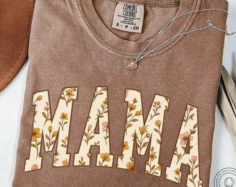 Fall Mama Comfort Colors® Shirt, Thankful Mama T-shirt, Mama Fall Crewneck, Floral Fall Mama Gift, Floral Mama Shirt, Pumpkin Patch Mama Tee