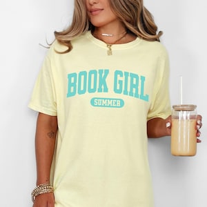 Book Girl Summer Comfort Colors® Shirt, Book Lovers Gift, Bookworm T-shirt, Reading Club Shirts, Bookish Reader Gift, Summer Book Lover Tee