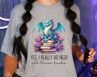 Dragon Reader Shirts Dragon Book Shirt Personal Gifts For Bookworm Oversized Crewneck Read Books Gift Cute Bookish Shirt Reading Lover Gift