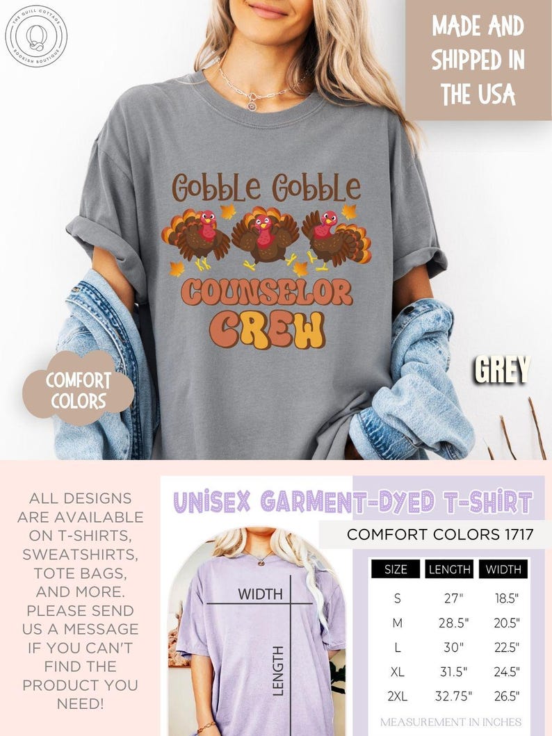 Custom Gobble Crew Comfort Colors® Shirt Matching Teacher Thanksgiving