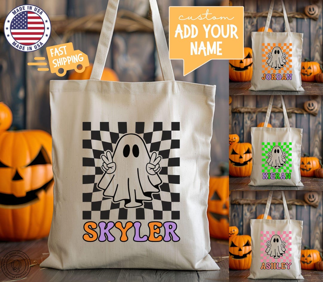 Personalized Trick or Treat Bag Custom Halloween Bag Halloween Tote for ...