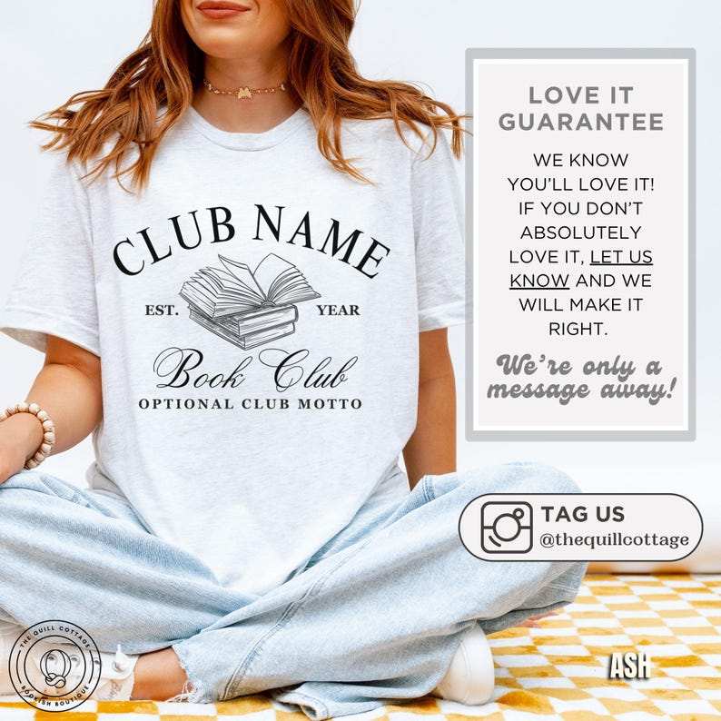 Book Club Personalized Shirts Custom Bookish Shirt Personal Gift For Book Lovers Gift Reading Club Group Shirts Gifts For Bookworm Shirt Ash