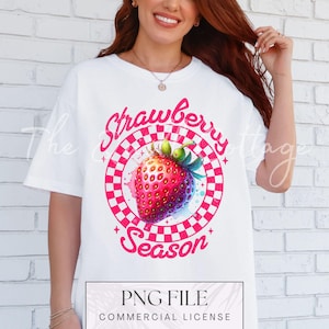 Strawberry Season PNG, Strawberries PNG, Retro Strawberry Design, Sweet Berries PNG, Summer Designs, Strawberry Festival Digital Download