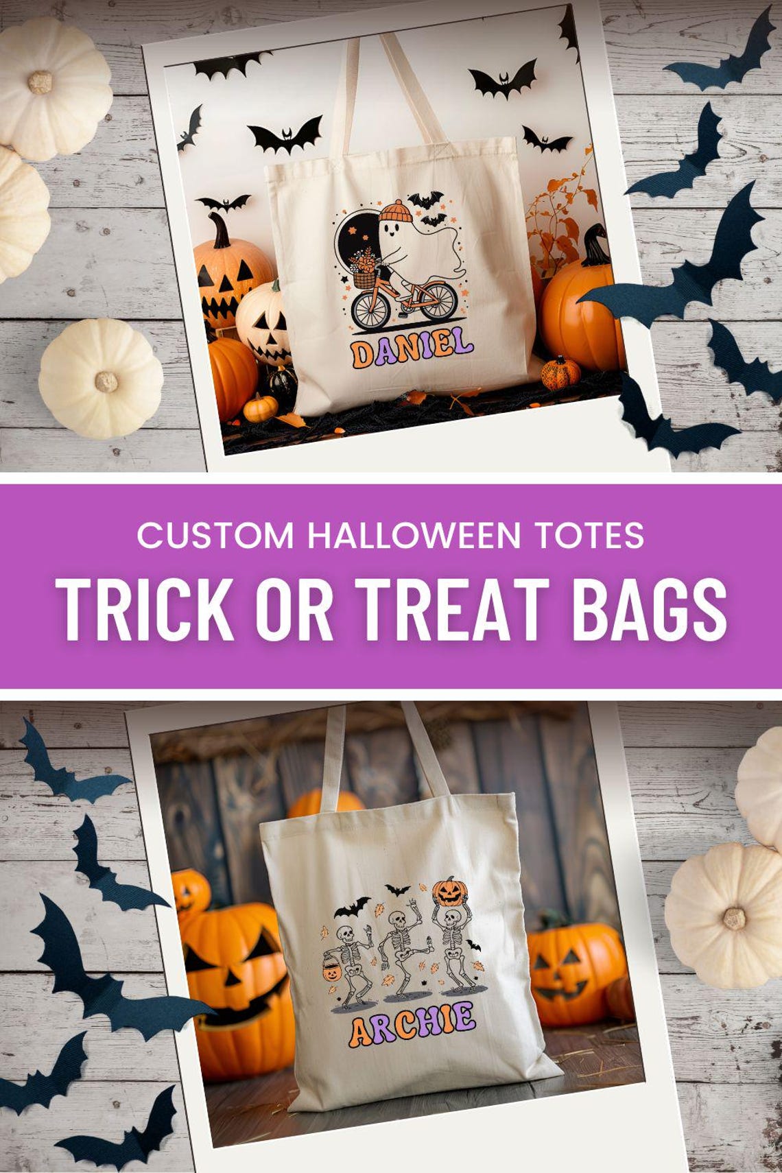 Personalized Trick or Treat Bag Custom Halloween Bag Halloween Tote for ...
