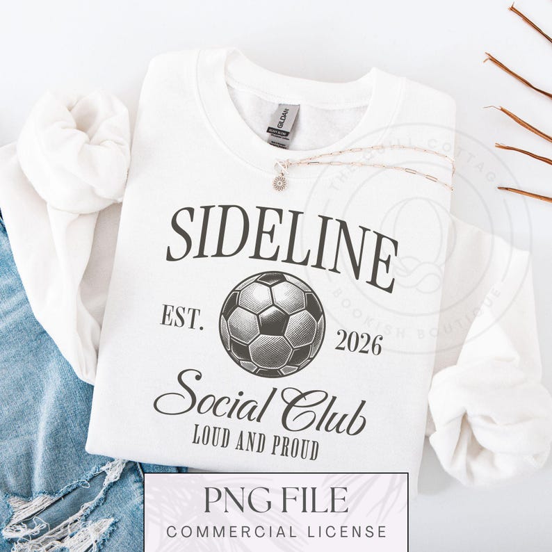 Soccer PNG, Sideline Social Club PNG, Soccer Design, Sports Mom PNG, Cute Soccer Design, Soccer Mama Digital Download, Retro Soccer Png image 2