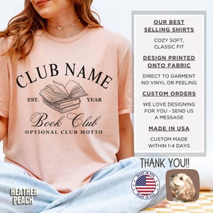 Book Club Personalized Shirts Custom Bookish Shirt Personal Gift For Book Lovers Gift Reading Club Group Shirts Gifts For Bookworm Shirt Heather Peach