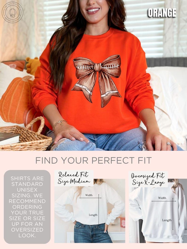 Football Bow Sweatshirt Coquette Football Sweater Cute Game Day Shirt