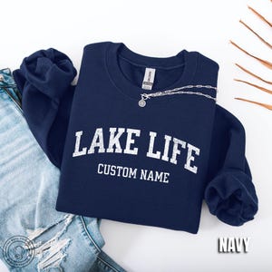 Custom Lake Sweatshirt, Lake Weekend Sweater, Lake Days Sweatshirt, Family Trip Lake Crewneck, Lake Squad Sweatshirt, Lake Lover Hoodie Navy
