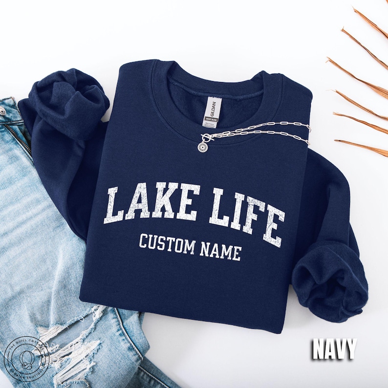 Custom Lake Sweatshirt, Lake Weekend Sweater, Lake Days Sweatshirt, Family Trip Lake Crewneck, Lake Squad Sweatshirt, Lake Lover Hoodie Navy