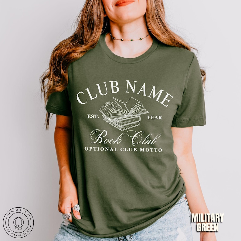 Book Club Personalized Shirts Custom Bookish Shirt Personal Gift For Book Lovers Gift Reading Club Group Shirts Gifts For Bookworm Shirt Military Green
