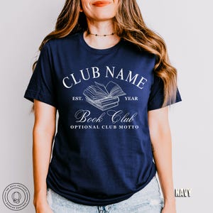 Book Club Personalized Shirts Custom Bookish Shirt Personal Gift For Book Lovers Gift Reading Club Group Shirts Gifts For Bookworm Shirt Navy