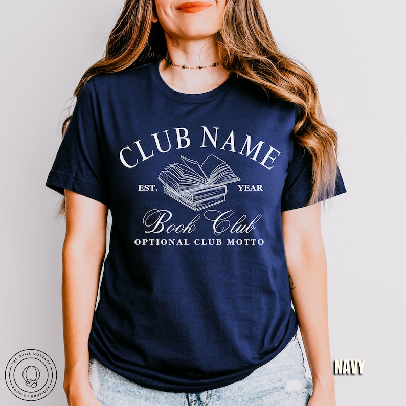 Book Club Personalized Shirts Custom Bookish Shirt Personal Gift For Book Lovers Gift Reading Club Group Shirts Gifts For Bookworm Shirt Navy