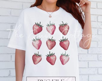 Strawberry Season PNG, Strawberries PNG, Strawberry Festival Design, Sweet Berries PNG, Summer Designs, Vintage Strawberry Digital Download