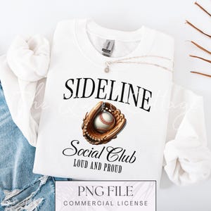 Baseball PNG, Sideline Social Club PNG, Design Baseball, Mamma Sportiva PNG, Design Carino per Fan di Baseball, Download Digitale per Mamma di Baseball