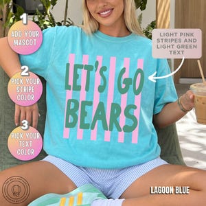Custom Mascot Comfort Colors® T-shirt, Colorful Game Day Shirt, Personalized School Spirit Tee, Sport Team Shirt, Matching Mascot Tshirts Lagoon Blue