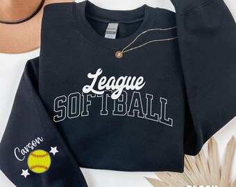Custom Softball Sweatshirt, Personalized Softball Mom Sweater, Customized Softball Gift, Softball Family Crewneck, Softball Game Sweatshirt