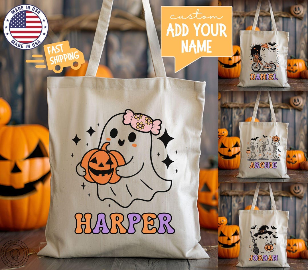 Personalized Trick or Treat Bag Custom Halloween Bag Halloween Tote for ...