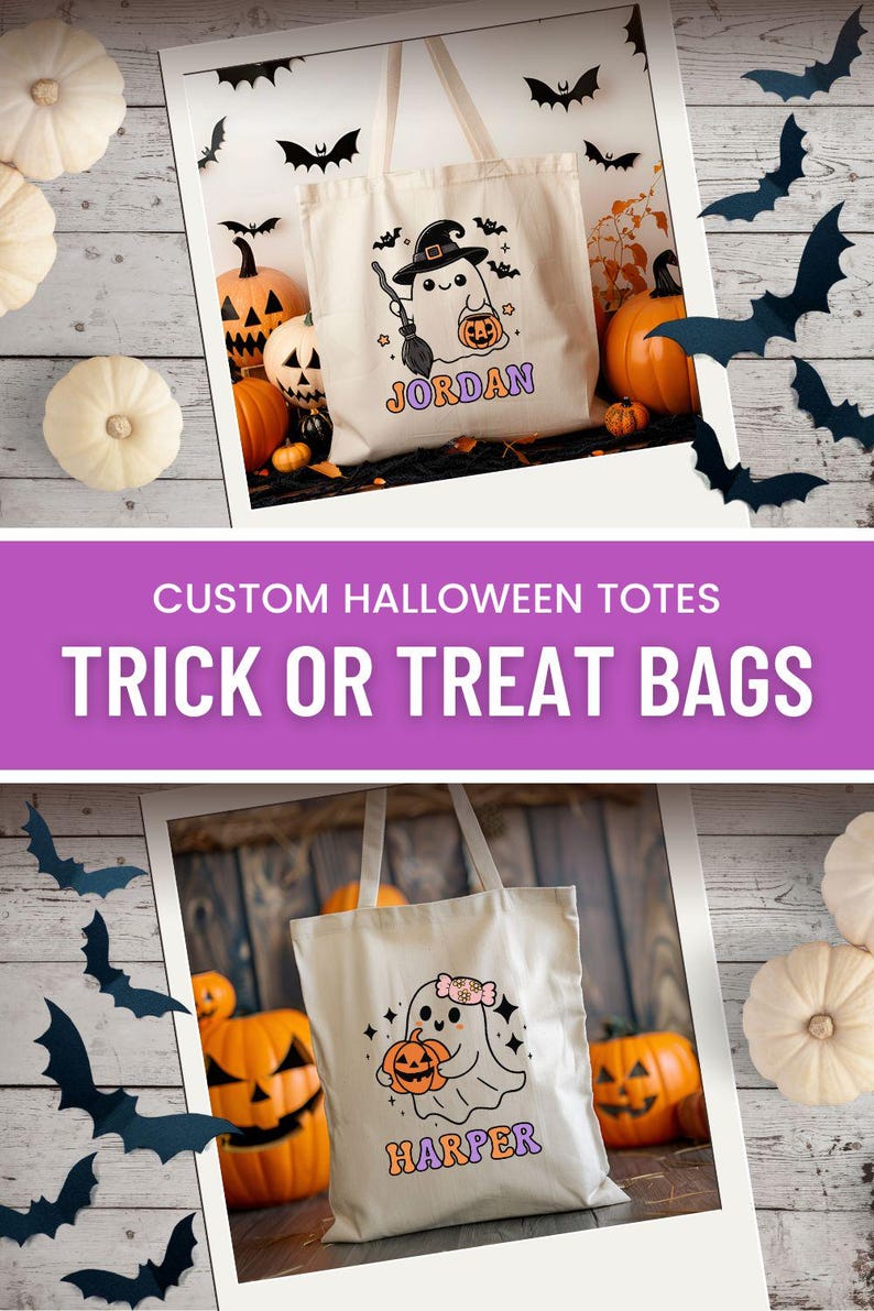 Personalized Trick or Treat Bag Custom Halloween Bag Halloween Tote for ...
