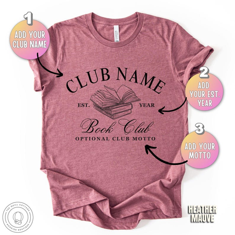 Book Club Personalized Shirts Custom Bookish Shirt Personal Gift For Book Lovers Gift Reading Club Group Shirts Gifts For Bookworm Shirt Heather Mauve