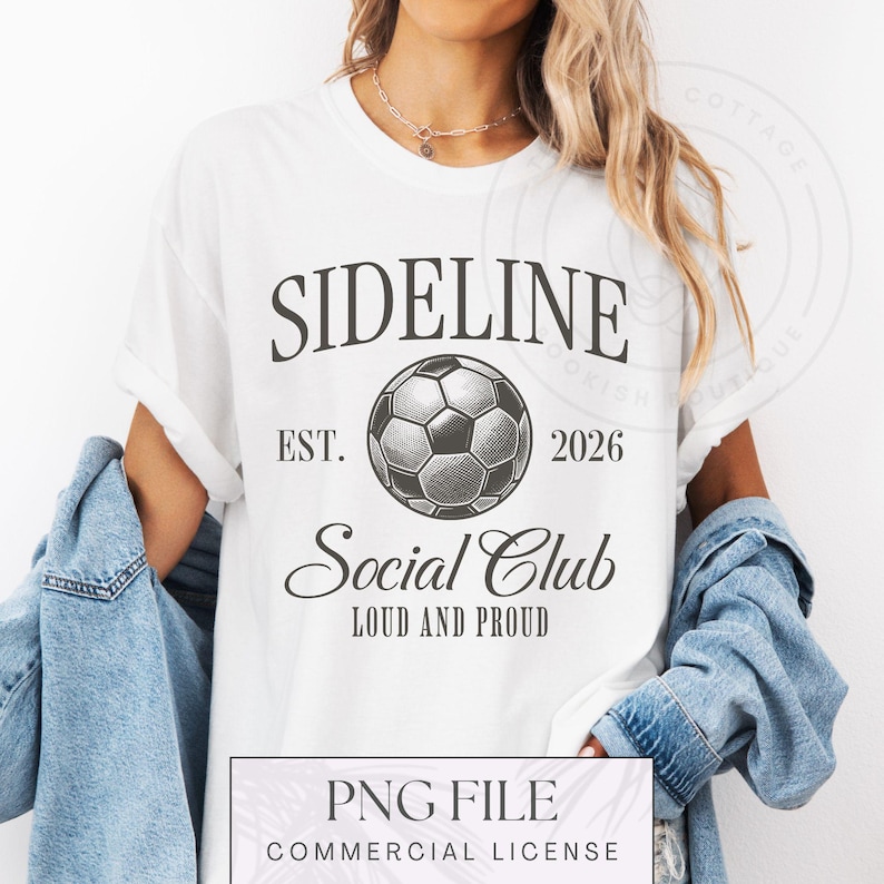 Soccer PNG, Sideline Social Club PNG, Soccer Design, Sports Mom PNG, Cute Soccer Design, Soccer Mama Digital Download, Retro Soccer Png image 1