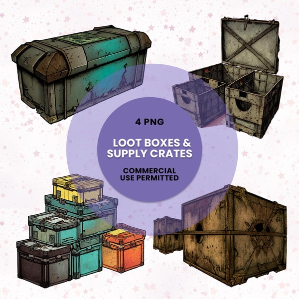 Loot Box Clipart Gaming Sublimation PNG Urban Decay Loot Boxes Clip Art for Tshirts Commercial Use Graphics Supply Crate Images