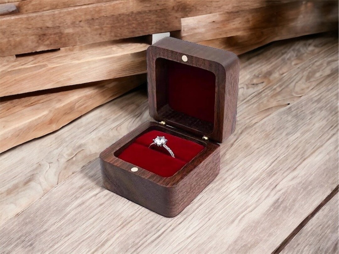 Personalized Ring Box Personalized Engagement Ring Box Square Ring Bearer Anniversary Proposal