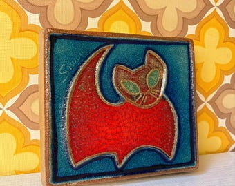 Søholm Ceramic Cats Wall Tile / Wall Relief by Joseph Simon | 60s | Mid-Century | Vintage