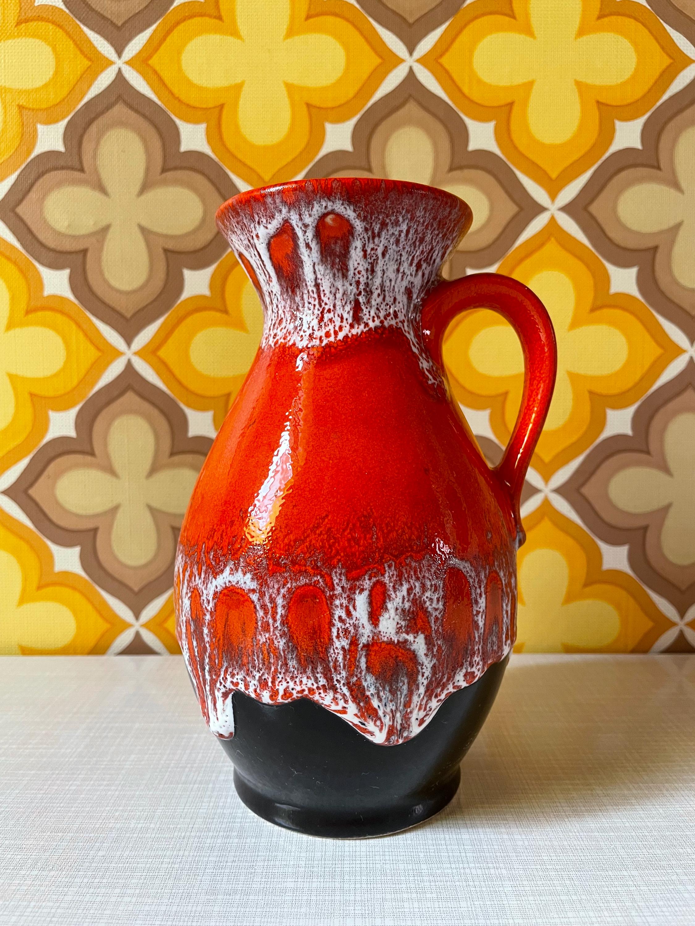 Fat Lava Jasba 花瓶 (N 04612 18) オレンジのセラミック製 | 70年代