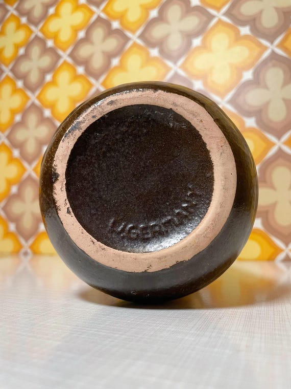 Fat Lava 花瓶 206 26 西ドイツ製、ブラウンとオレンジのセラミック製