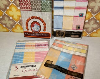 1/4 set of 3 tea towels / hand towels, new in original packaging | 60s 70s | Mid Century | Vintage