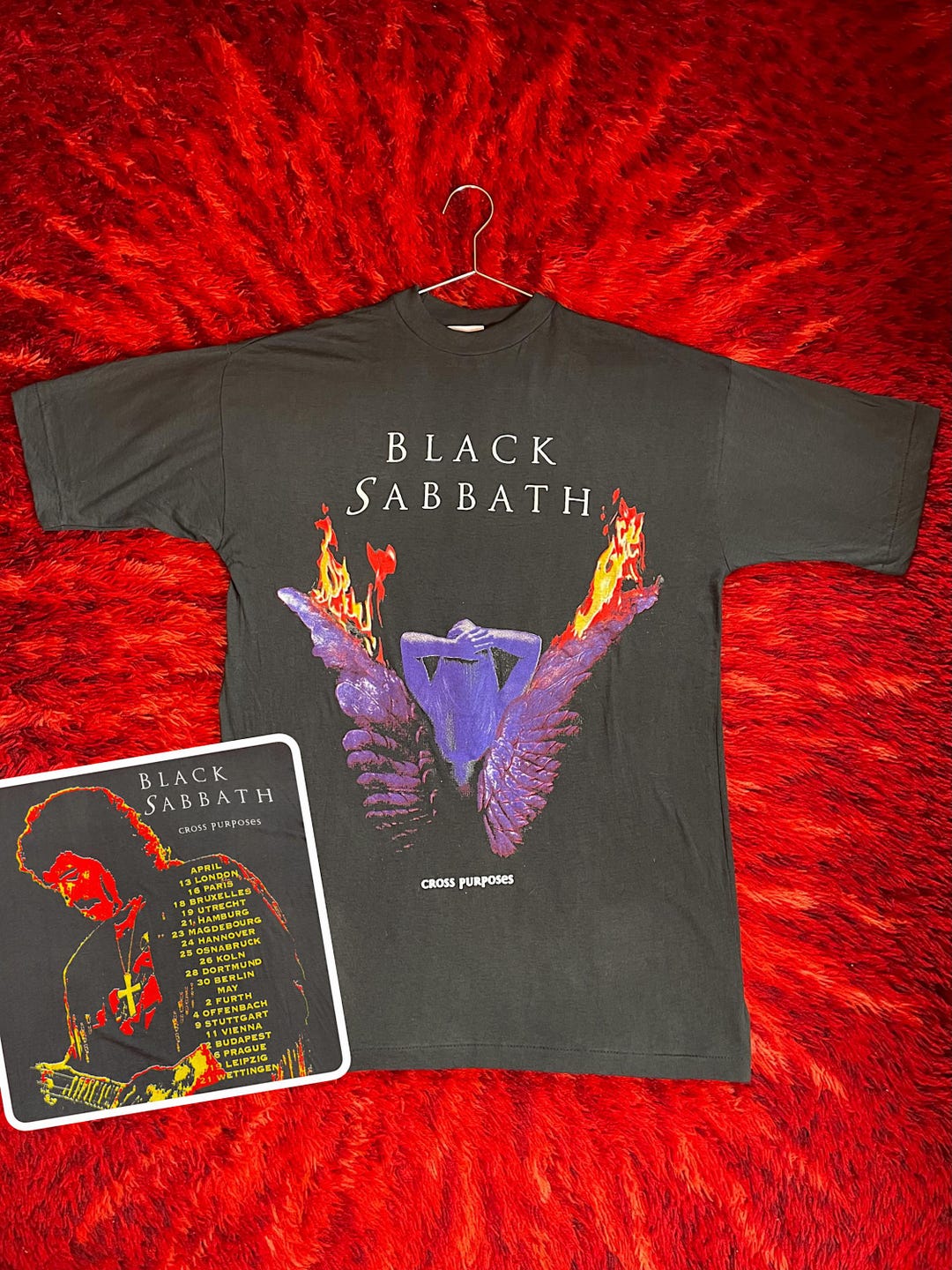 トップス Black Sabbath Cross Purpose Bootleg Tee Black Sabbath - Cross Purposes Tour T-shirt HeavyRoxx.com
