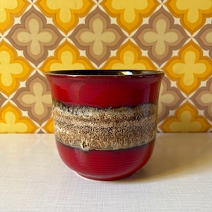 Maceta/jardinera de cerámica Fat Lava de mediados de siglo en color rojo | Fabricada en Alemania Occidental | Años 60/70 | Vintage