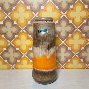 Fat Lava Vase 206 26 made of ceramic in brown and orange made in West Germany | 60s 70s | Mid Century | Vintage