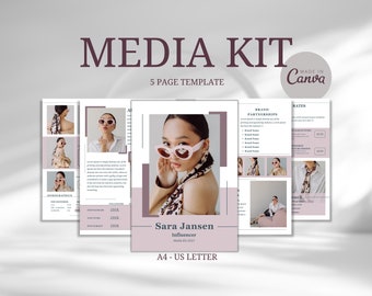5-Page Media Kit Template | Canva Template | Influencer, Blogger, Content Creator | Instagram, Youtube, TikTok  Social Media Kit