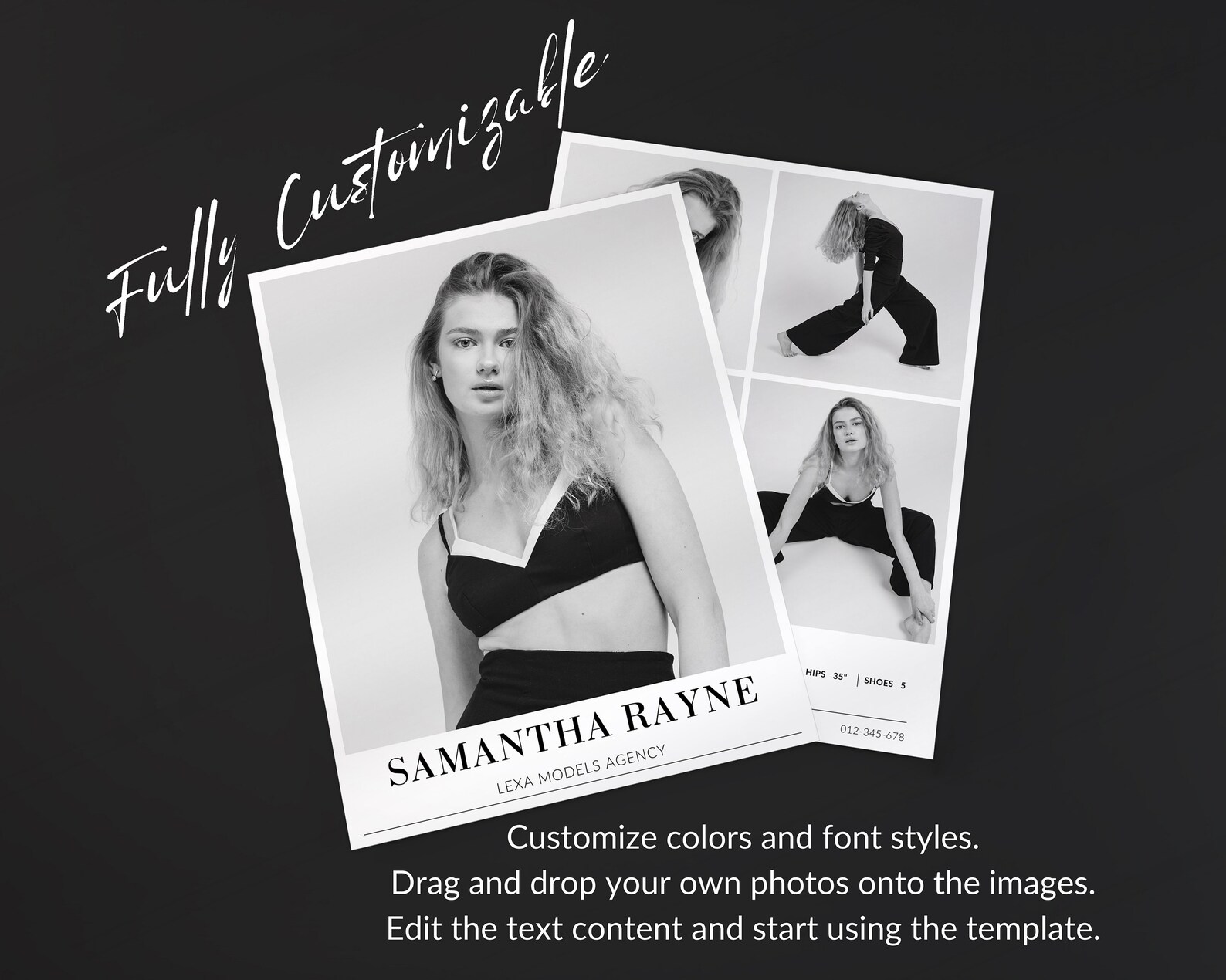 Modeling Card Design Modeling Comp Card Template, Zed Card Canva Template, Fashion Model ...