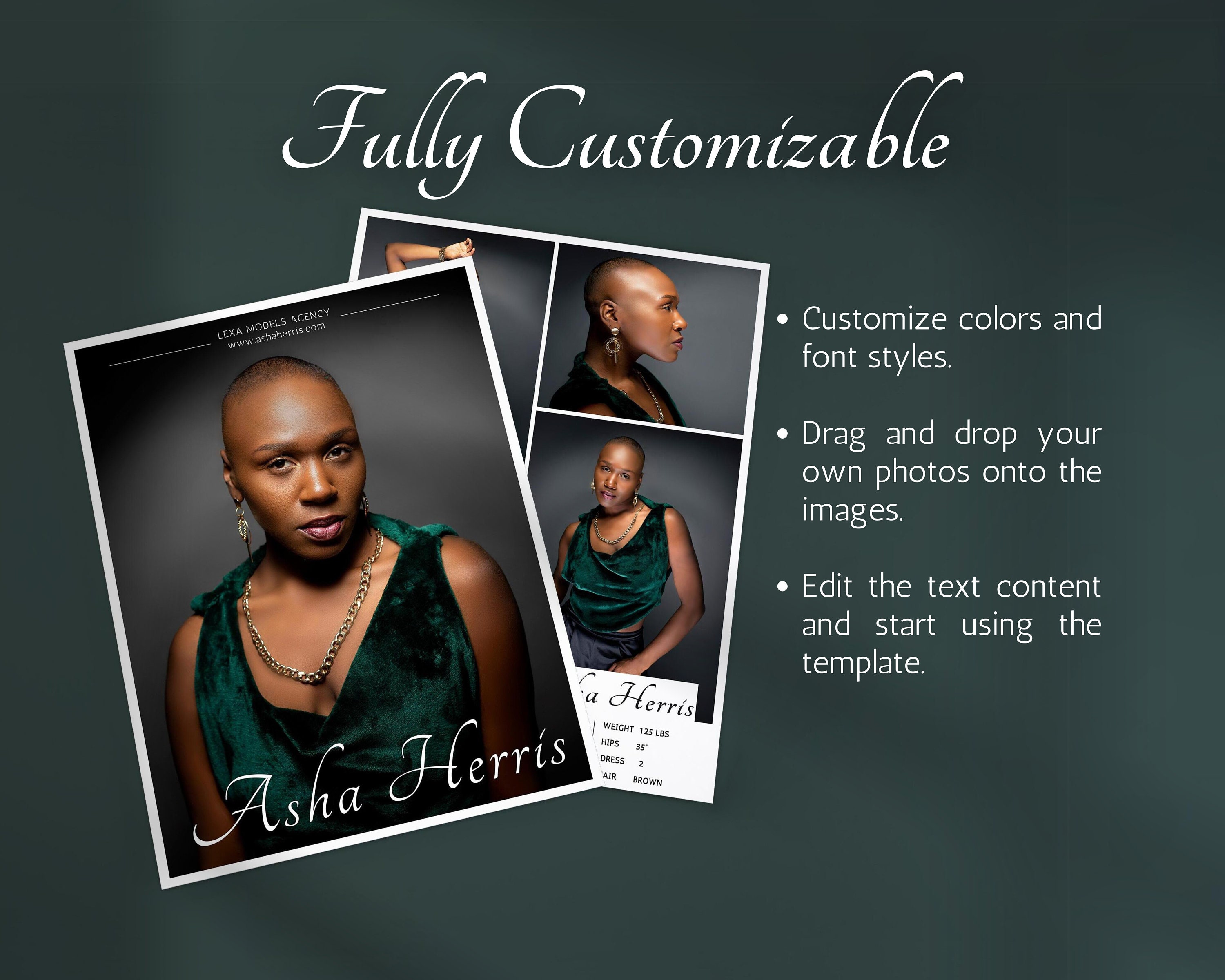 Modeling Comp Card Template, Zed Card Canva Template, Fashion Model ...