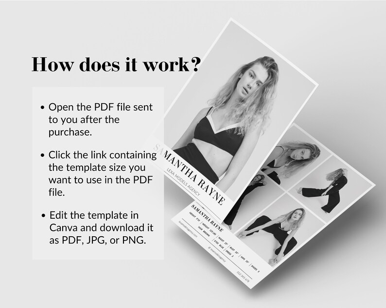 Modeling Card Design Modeling Comp Card Template, Zed Card Canva Template, Fashion Model ...