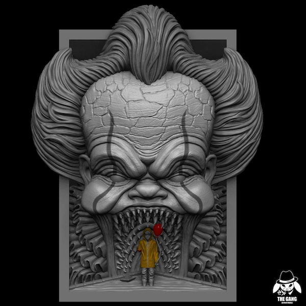 T9 book nook bookend bookshelf decor Pennywise clown and Georgie from IT figure statue stl file 3d print model