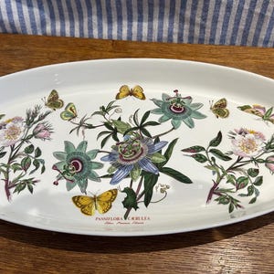 Portmeirion Botanic Garden Ovale Servierschale - Blaue Passionsblume - 50 cm x 25 cm - Seltene Vintage - Ausgezeichneter Zustand
