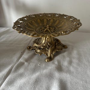 Italian Brass Pedestal Bowl | Ornate Repousse Decoration | 24x12cm | Vintage Centrepiece Bowl | Decorative Brass Dish | VGC