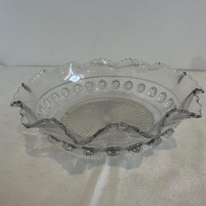 Antique Davidson Blackberry Prunt Glass Bowl | Pressed Glass Fruit Bowl with Raised Detail | 25cm Wide | Elegant Vintage Glassware