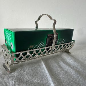 Vintage Silver Plated After Eight Basket Tray | Made in England | Pierced Semi-Circle Handle Dish | Holiday Serving or Display